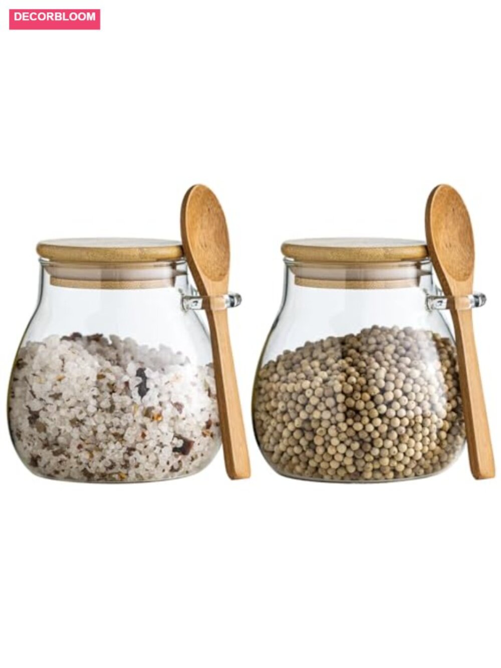 Airtight Glass Food Storage Jars with Bamboo Lid and Spoon